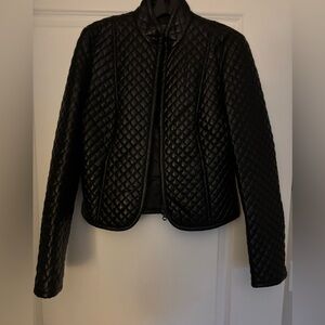 Armani Exchange Quilted Black Leather Jacket